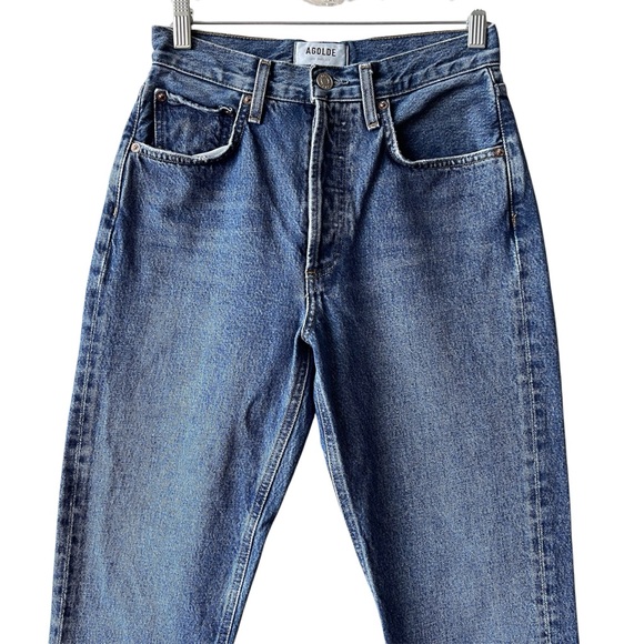 AGOLDE Riley Crop Raw Hem High Rise Button Fly Straight Jeans 25 - Picture 2 of 7